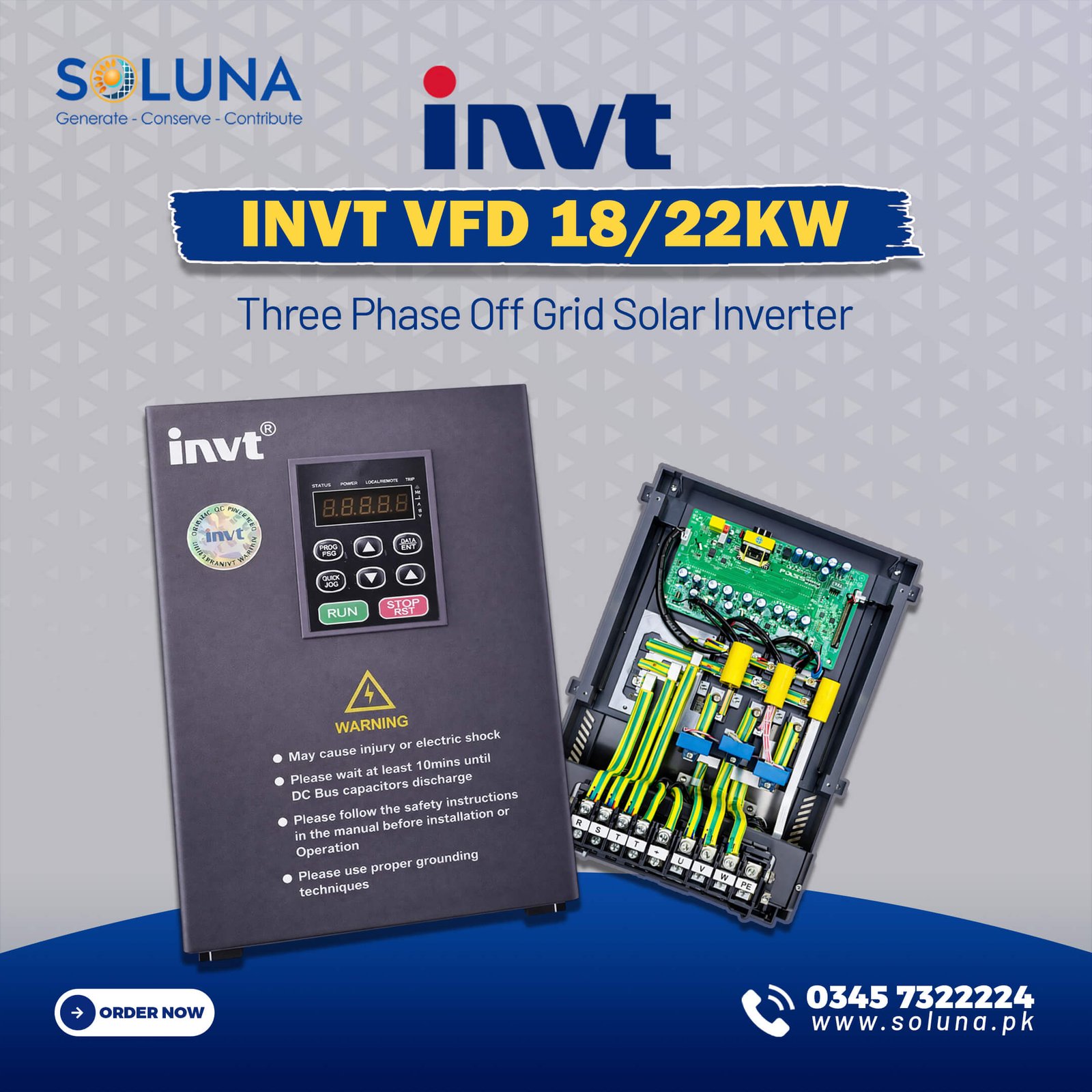 INVT VFD 18-22 kW Three Phase Off Grid Solar Inverter
